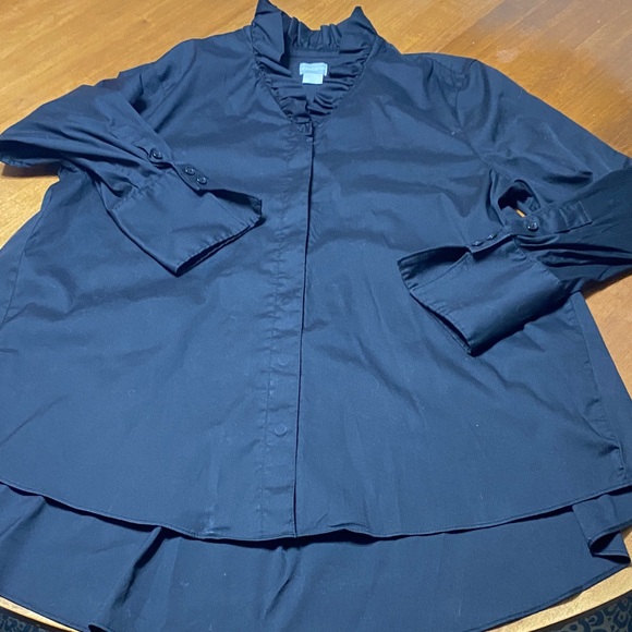 Chico's  Black Ruffle Blouse - Picture 3 of 8